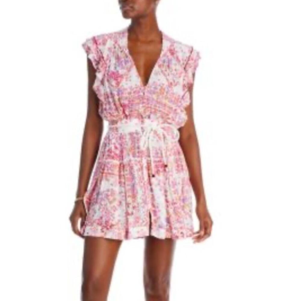 Poupette St Barth Brice Floral Mini Dress Women’s Large NWT Resort Boho Luxury
